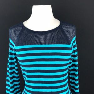 525 America Teal and Navy Striped Sweater